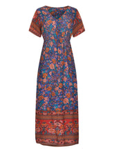 Load image into Gallery viewer, Wildara Royal Blue Floral Print Bohemian Maxi Dress
