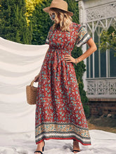 Load image into Gallery viewer, Wildara Red Floral Print Bohemian Maxi Dress
