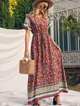 Load image into Gallery viewer, Wildara Red Floral Print Bohemian Maxi Dress
