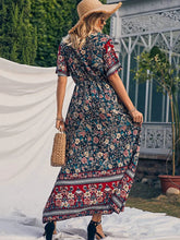 Load image into Gallery viewer, Wildara Lake Blue Floral Print Bohemian Maxi Dress
