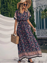 Load image into Gallery viewer, Wildara Deep Blue Floral Print Bohemian Maxi Dress
