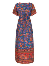 Load image into Gallery viewer, Wildara Royal Blue Floral Print Bohemian Maxi Dress
