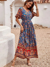 Load image into Gallery viewer, Wildara Royal Blue Floral Print Bohemian Maxi Dress
