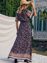 Load image into Gallery viewer, Wildara Deep Blue Floral Print Bohemian Maxi Dress
