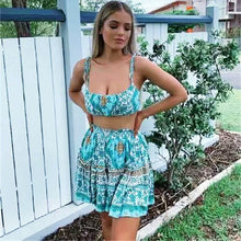 Load image into Gallery viewer, Summer Days Bohemian Two-Piece Mini Skirt &amp; Tank Top Set
