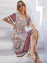 Load image into Gallery viewer, Wildara Beige Floral Print Bohemian Maxi Dress
