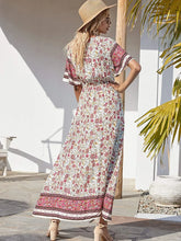 Load image into Gallery viewer, Wildara Beige Floral Print Bohemian Maxi Dress
