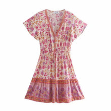 Load image into Gallery viewer, Destiny Floral Print Bohemian Mini Dress
