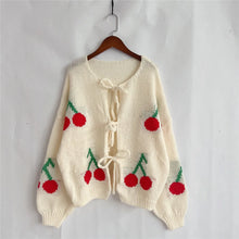 Load image into Gallery viewer, Sweet Cherry Lace-up Cardigan Sweater
