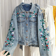 Load image into Gallery viewer, Jane Floral Embroidery Denim Jackets
