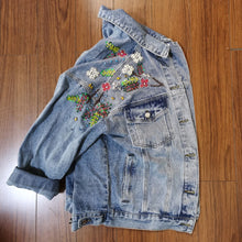 Load image into Gallery viewer, Emmaline Hand Beaded Sequins Floral Embroidered Denim Jackets
