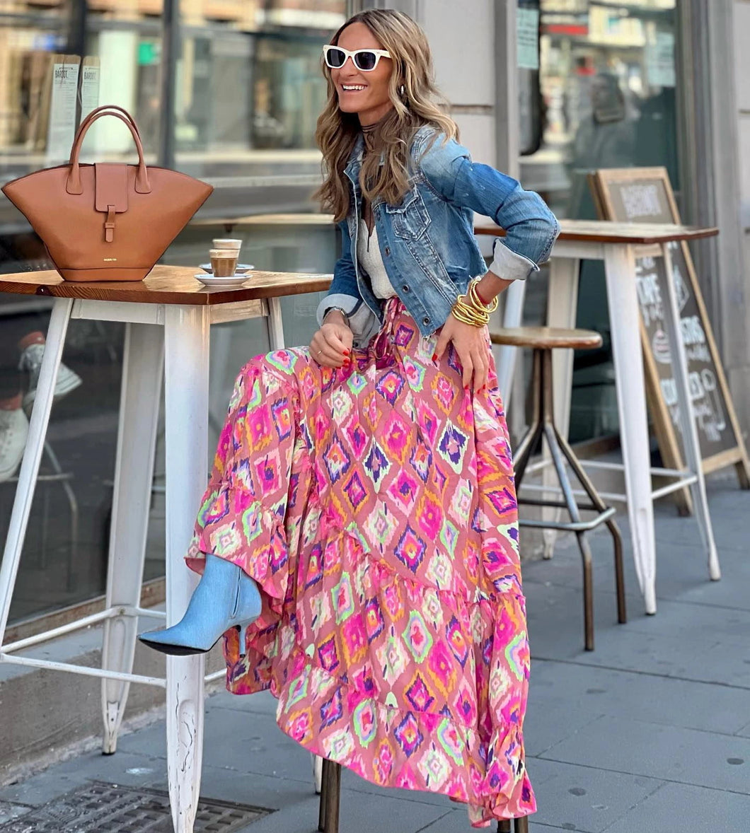 Arrow Floral Printed Maxi Skirt