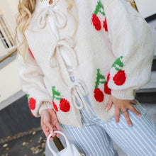 Load image into Gallery viewer, Sweet Cherry Lace-up Cardigan Sweater
