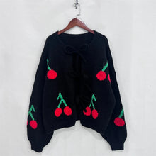 Load image into Gallery viewer, Sweet Cherry Lace-up Cardigan Sweater
