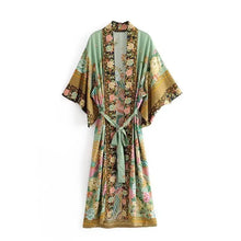 Load image into Gallery viewer, Peacock Floral Bohemian Kimono
