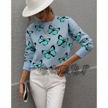 Load image into Gallery viewer, Jessie Casual Butterfly Embroidered Pullover Sweater
