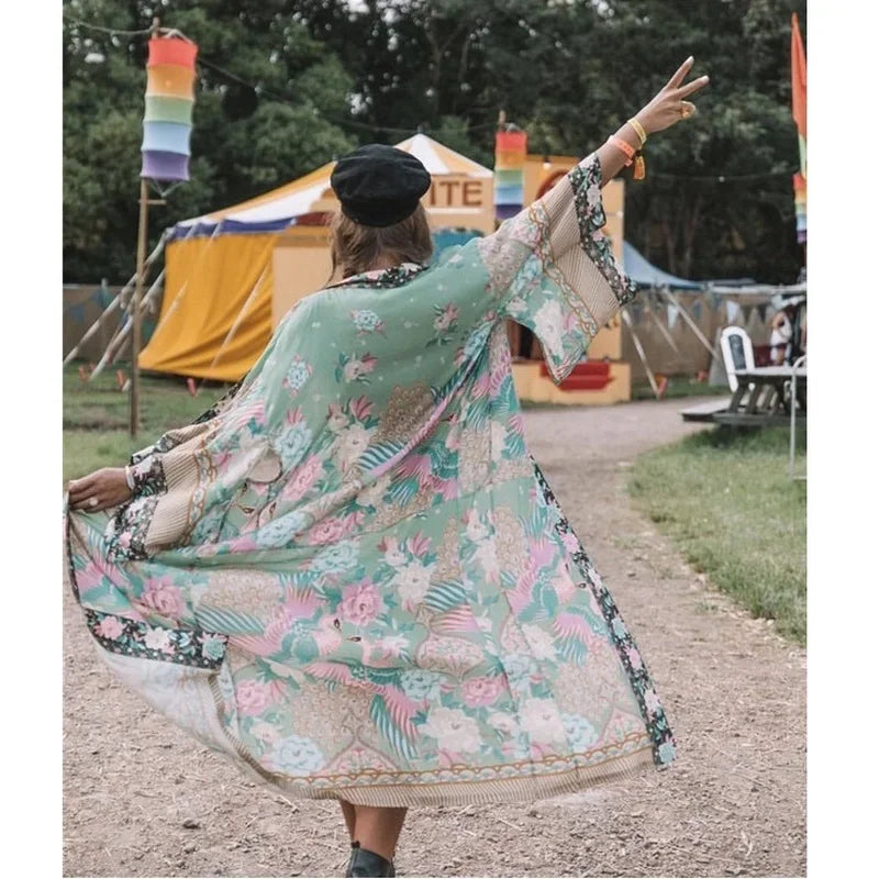 Peacock Floral Bohemian Kimono