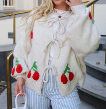 Load image into Gallery viewer, Sweet Cherry Lace-up Cardigan Sweater
