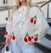 Load image into Gallery viewer, Sweet Cherry Lace-up Cardigan Sweater
