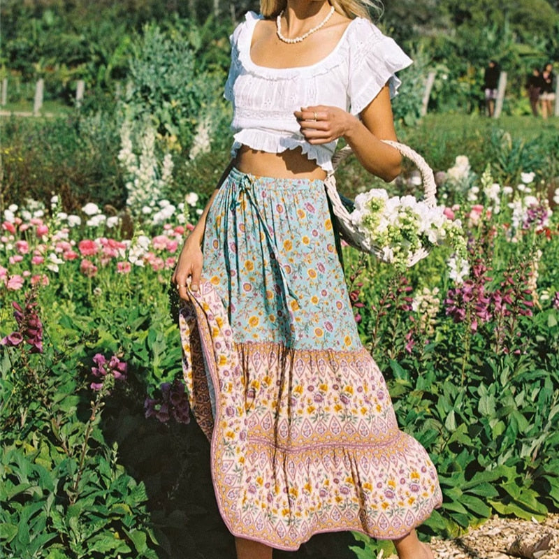 Jade Bohemian Maxi Skirt